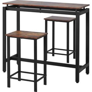Bartafelset- Ironwood bartafel en stoelen- keukentafel en stoelen- hoge tafel en barkrukken/ restaurant/ donkere houten hoge tafel