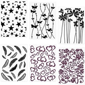 6 stuks kunststof reliëf sjablonen - Wasbaar & herbruikbaar - Voor DIY scrapbooking, fotoalbums en kaarten