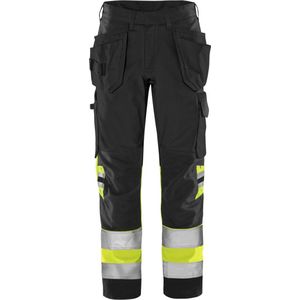 Fristads High vis Green werkbroek klasse 1 2640 GPLU - Hi-Vis geel/zwart