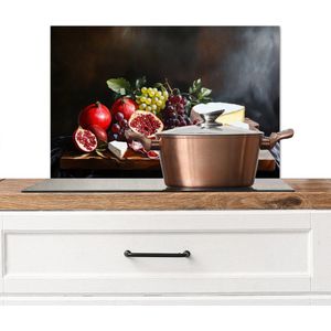 Spatscherm keuken 70x50 cm - Kookplaat achterwand Borrelplank - Stilleven - Vintage - Muurbeschermer - Spatwand fornuis - Hoogwaardig aluminium