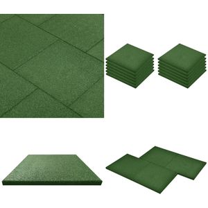 vidaXL Valtegels 12 st 50x50x3 cm rubber groen - Valmat - Valmatten - Rubberen Mat - Rubberen Vloertegel