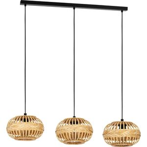 EGLO Amsfield 1 Hanglamp - E27 - 96 cm - Zwart/Hout