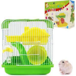 Hamster Cage Mini House Chalet Hamster with Feeding Bowl Drinker Wheel Special Random Color 25 x 23 x 17 cm