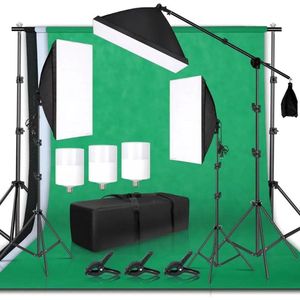 UnityMarketplace® - Fotostudio Set - Softbox - Verlichting - Met Achtergrond Frame - LED Gloeilamp - Zandzak - Met Draagtas