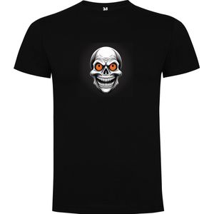 Zwart T-Shirt met “ Kleurrijke Halloween Spooky Face “ Print Full Color Maat 4XL