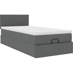 vidaXL - Ottoman - bed - met - matras - 80x200cm - stof - donkergrijs