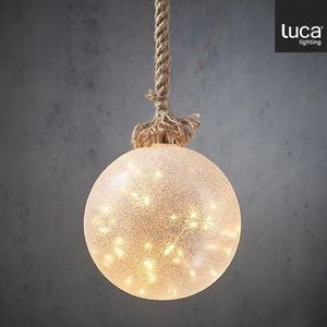 Luca Lighting Bal aan Touw Kerstverlichting met 40 LED Lampjes - H100 x Ø20 cm - Frosted White