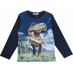S&C Dinosaurus shirt - Lange Mouw - Dino shirt - T-rex - Donkerblauw - maat 92 (2) - H158