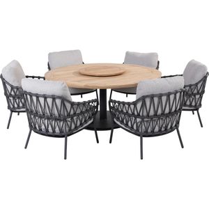 Saba Calpi low dining tuinset 8 delig 160 cm rond 4 Seasons Outdoor