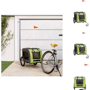 vidaXL hondenfietskar Groen/Grijs 125x64x66cm - Oxford stof/IJzer/PVC - 45kg draagvermogen - Draagtas