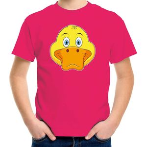 Cartoon eend t-shirt roze voor jongens en meisjes - Kinderkleding / dieren t-shirts kinderen 122/128