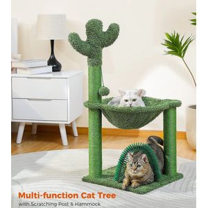 IH Products - Grote Cactus Krabpaal voor Katten - Met Zachte Kattenmand/Hangmat & Kattenspeelgoed - Geschikt voor Kittens - 93 CM