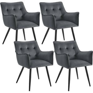 Rootz Velvet Eetkamerstoel Set van 4 - Elegante stoelen - Comfortabele zitting - Schuim met hoge dichtheid - Stevige metalen poten - Ergonomisch ontwerp - 57 cm x 80 cm x 57 cm