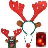Rendier gewei met lichtgevende neus - 1 stuk - kerstmis