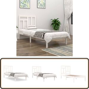 vidaXL Bedframe Wit 90x200 cm - Massief Grenenhout Bedframe - Grenenhout Bed - Wit Bedframe - Slaapcomfort - Hoofdeinde