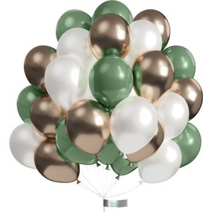 Luna Balunas 50 Stuks Retro Latex Ballonnen Groen Champagne Goud Wit | Jungle