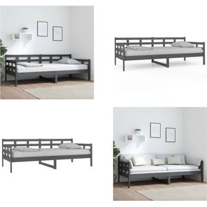 vidaXL Slaapbank massief grenenhout grijs 90x200 cm - Slaapbank - Slaapbanken - Bedbank - Bed