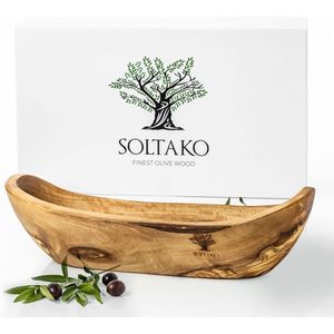 Olijfhout stokbrood schaal - snackschaal langwerpig - rustieke houten schaal - decoratieve schaal - fruitschaal - handgemaakte kom - sieradenschaal - multifunctionele schaal