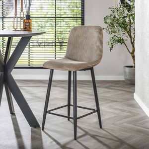 Set van 2 Barkrukken Ribstof Zandkleur Koda - Zithoogte 67 cm - Zonder Armleuningen