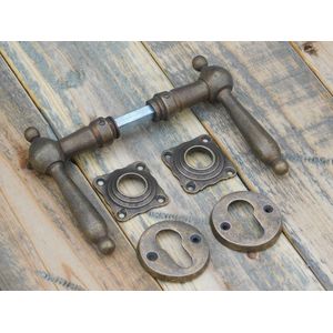Set Deurbeslag PZ - Klinken en Rozetten - Messing Getrommeld