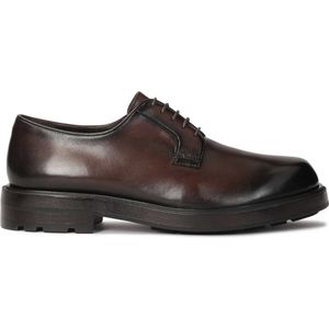 Brown derby half shoes made of natural leather