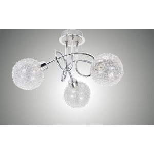 Trango 3-vlam plafondlamp chroomlook serie 1002-38 *AMELIA* incl. 3x G9 LED lampen 3.000K warm witte lichtkleur Badkamerlamp, gangverlichting, keukenlamp, LED plafondlamp, kroonluchter