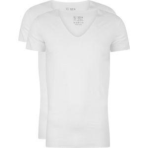 RJ Bodywear Everyday - Tilburg - 2-pack - stretch T-shirt diepe V-hals - wit (raw edge) -  Maat S