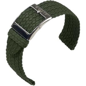 EULIT horlogeband - perlon - 22 mm - olijfgroen groen - metalen gesp