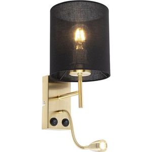 QAZQA stacca - Art Deco LED Wandlamp voor binnen - 1 lichts - D 200 mm - Zwart Goud - Woonkamers-sSlaapkamer