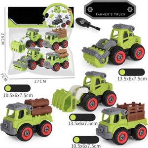 Bouwvoertuigen speelgoedset met bijgeleverde schroevendraaier - bouwset kinderspeelgoed - educatief speelgoed