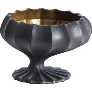 Light&living Pot deco op voet 18x17x31 cm MIKIE mat zwart+antiek brons