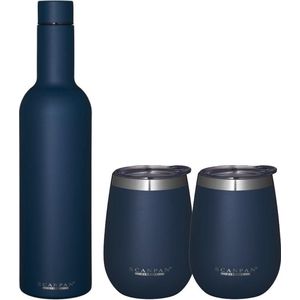 Scanpan - Cadeauset Wijnfles + 2 bekers 2GO Oxfort Blue - Dubbelwandige Drinkfles + 2 Dubbelwandige Bekers