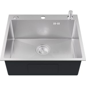 Auralum max Spoelbak Keuken - Spoelbak Met Kraangat - Spoelbakken Keuken - Gootsteen RVS - 54x49CM