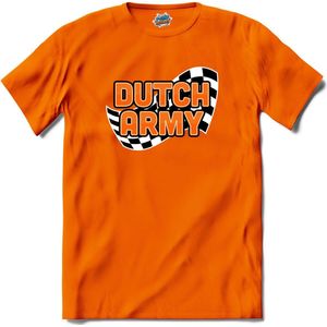 Dutch Army | Race Fan kleding | Supporter | Autosport Cadeau | Kado Tip | - T-Shirt - Unisex - Oranje - Maat XXL