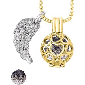 Quiges Engelenroeper 12mm Bolhouder met Ketting 70cm en Bolletje - Dames - Goudkleurig Hartjes - EBS12236