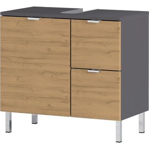 Wastafelkast June Antraciet Eiken - MDF - Breedte 60 cm - Hoogte 56 cm - Diepte 34 cm