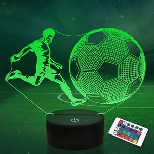 Voetbalgeschenken Nachtlampje met Afstandsbediening - LED Verlichting - Voetbal Design - Slaapkamer Decoratie - Kinderkamer Lamp - USB Oplaadbaar