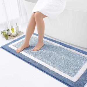 Antislip microvezel badmat - extra zacht en absorberend - 1 stuk - blauw - 60 x 120 cm