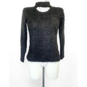 Fluffy top - Zwart - Zachte trui - Veel stretch - Kleding voor vrouwen - Harige sweater - Trui voor dames - One-size - Een maat