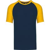 SportT-shirt Heren M Kariban Ronde hals Korte mouw Navy / Yellow 100% Katoen