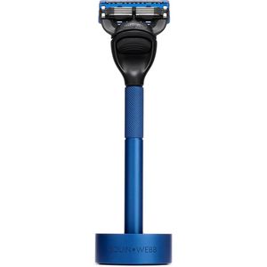 Bolin Webb Generatiescheermes - Scheermessen voor mannen - Gillette Fusion5 ProGlide Mesje - Aluminium Stand - Bekroond Product - Blauw