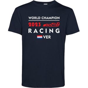 T-shirt kind World Champion Racing 2023 | Formule 1 fan | Max Verstappen / Red Bull racing supporter | Wereldkampioen | Navy | maat 128