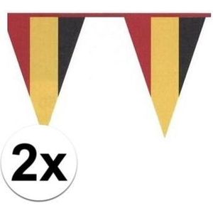 2x Belgische plastic vlaggenlijn met de nationale Belgische kleuren. 10 meter - Versiering