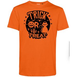 T-shirt kind Trick Or Treat Cat | Halloween Kostuum Voor Kinderen | Halloween | Foute Party | Oranje | maat 68