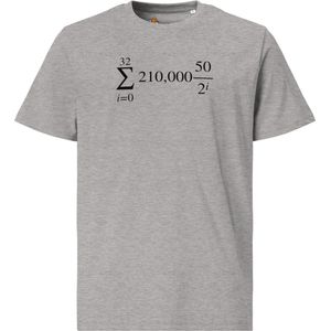 Bitcoin Halving T-shirt - Opdruk in Zwart - Unisex - 100% Biologisch Katoen - Kleur Grijs - Maat S | Bitcoin cadeau| Crypto cadeau| Bitcoin T-shirt| Crypto T-shirt| Crypto Shirt| Bitcoin Shirt| Bitcoin Merch| Crypto Merch| Bitcoin Kleding
