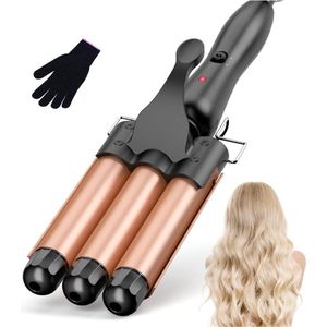 DailySupplies® Wafeltang – Wafeltang Voor Dik en Dun Haar – Wave Tang Voor krullen – Krultang met Handschoenen – Met Haarspelden - Roségoud