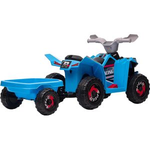 Quad met aanhanger - Loopwagen - Loopauto - Speelgoed - Buitenspeelgoed - Blauw