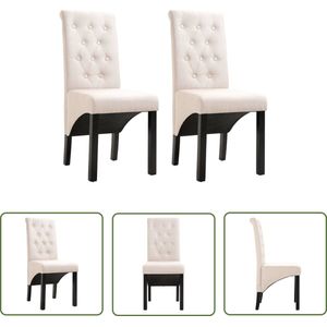 The Living Store Eetkamerstoelen 2 st stof crèmekleurig - Eetkamerstoelen - Creme Kleur - Stoffen Stoel - Moderne Stoel - Comfortabele Stoel