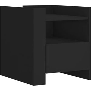 vidaXL Nachtkastje - Zwart - Bewerkt hout - 45x50x50 cm Nachtkastje - Nachtkastjes - Bijzettafel - Wandkastje