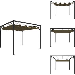 vidaXL Tuinhuisje - Tuinhuisjes - Luifel - Luifels - Tuinprieel met uittrekbaar dak 180 g/m² 3x3 m taupe